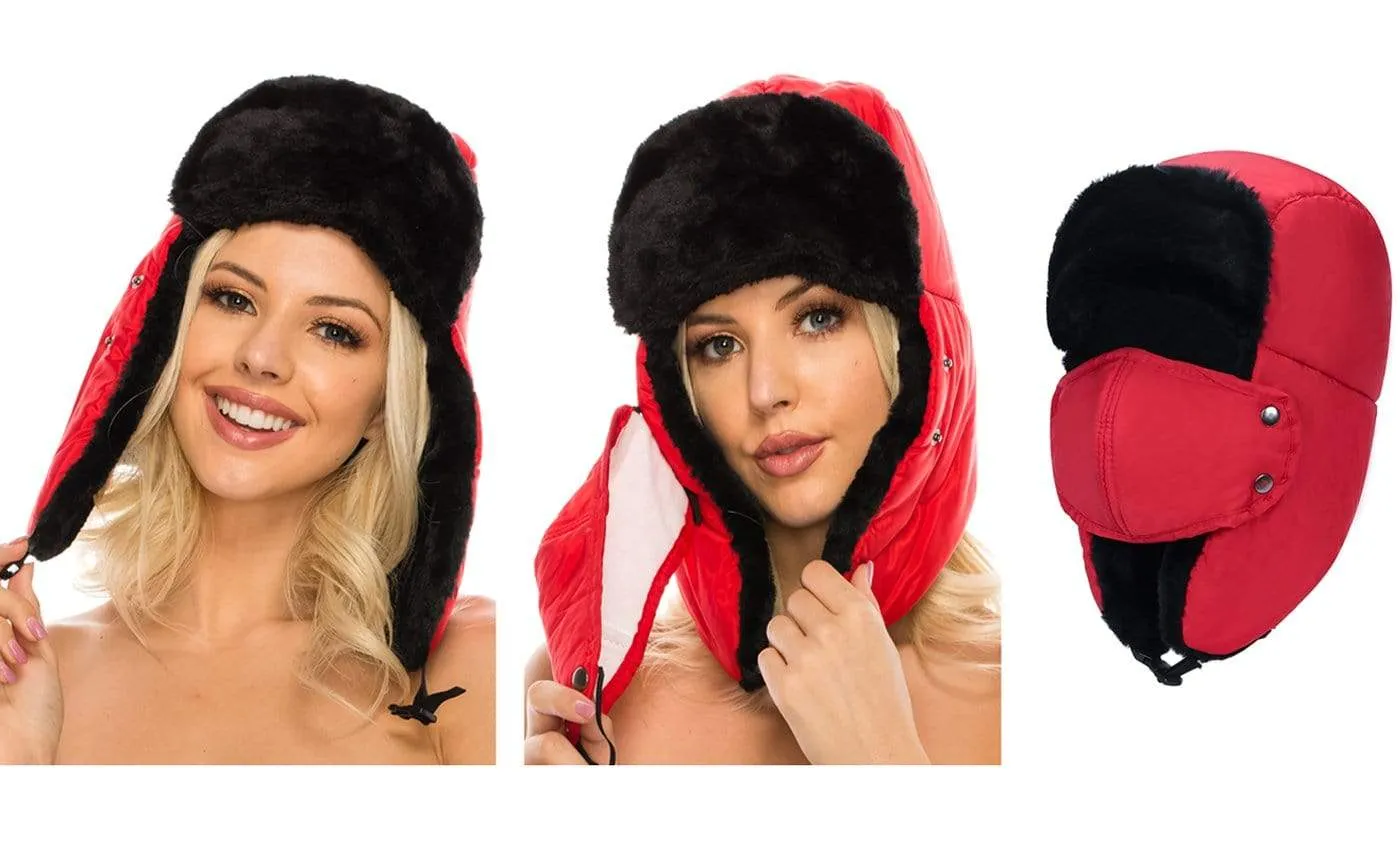 BravemanÂ Unisex Trapper Eskimo Fur-Lined Winter Hunting Hat with Ear Flaps and Removable Mask